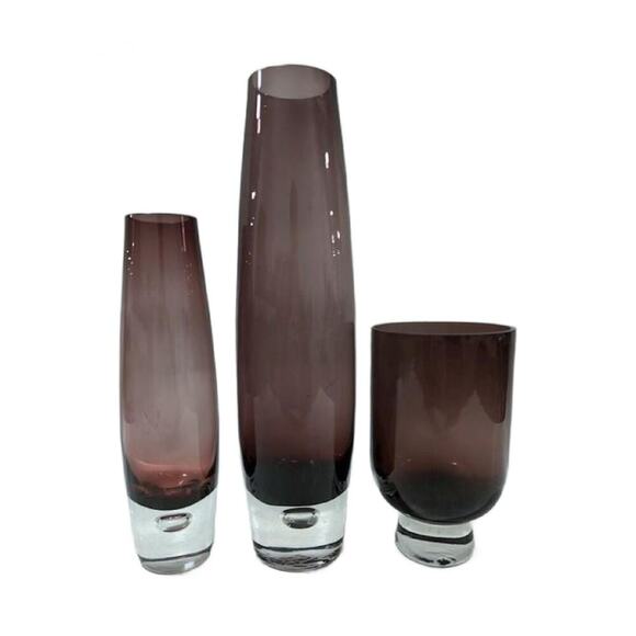 Hand Blown Amethyst Glass Vase by Bo Borgstrom for Aseda Glasbruk ,Set of 3 - Picture 10 of 10